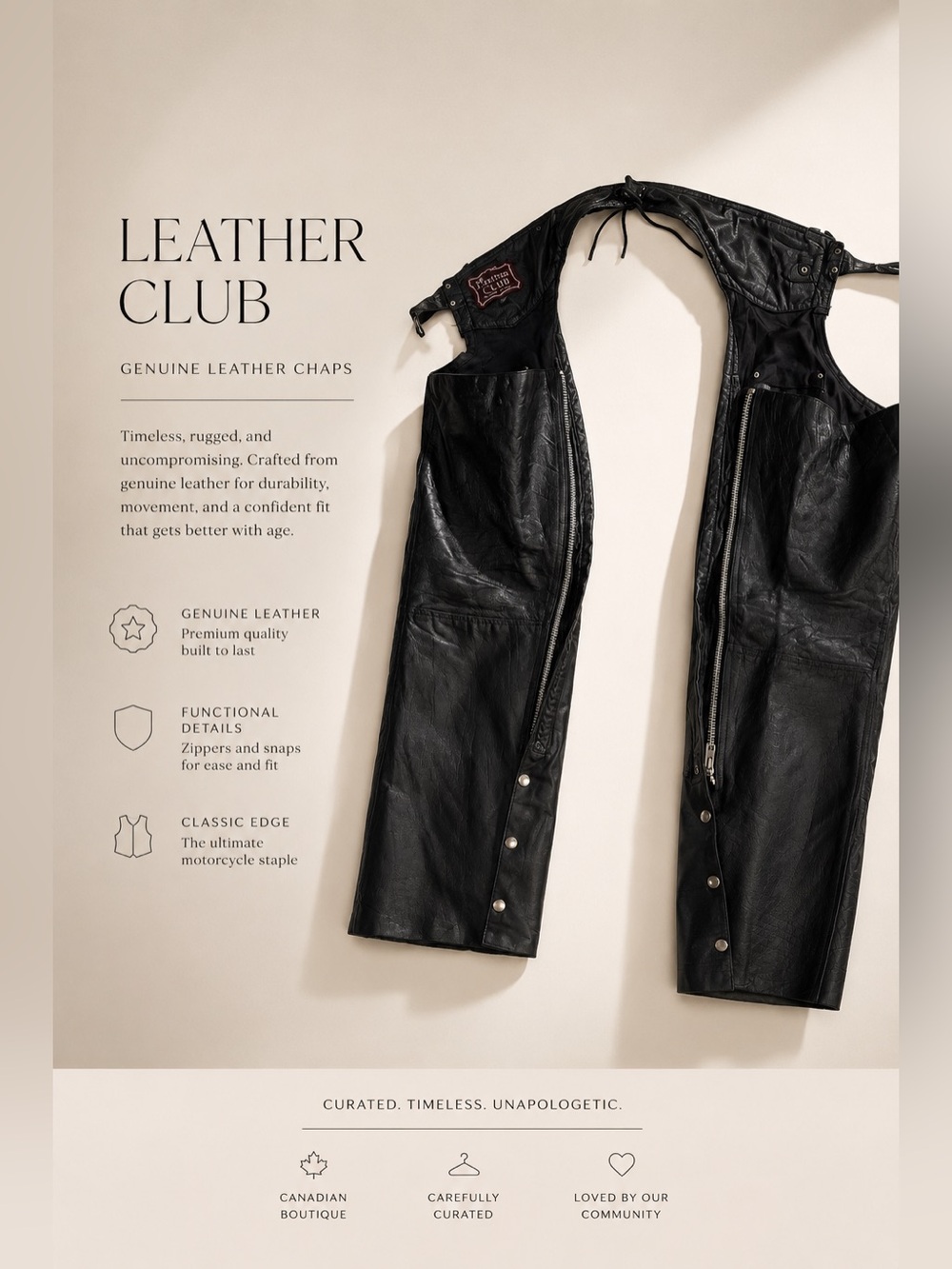 Genuine Leather Chaps - Black